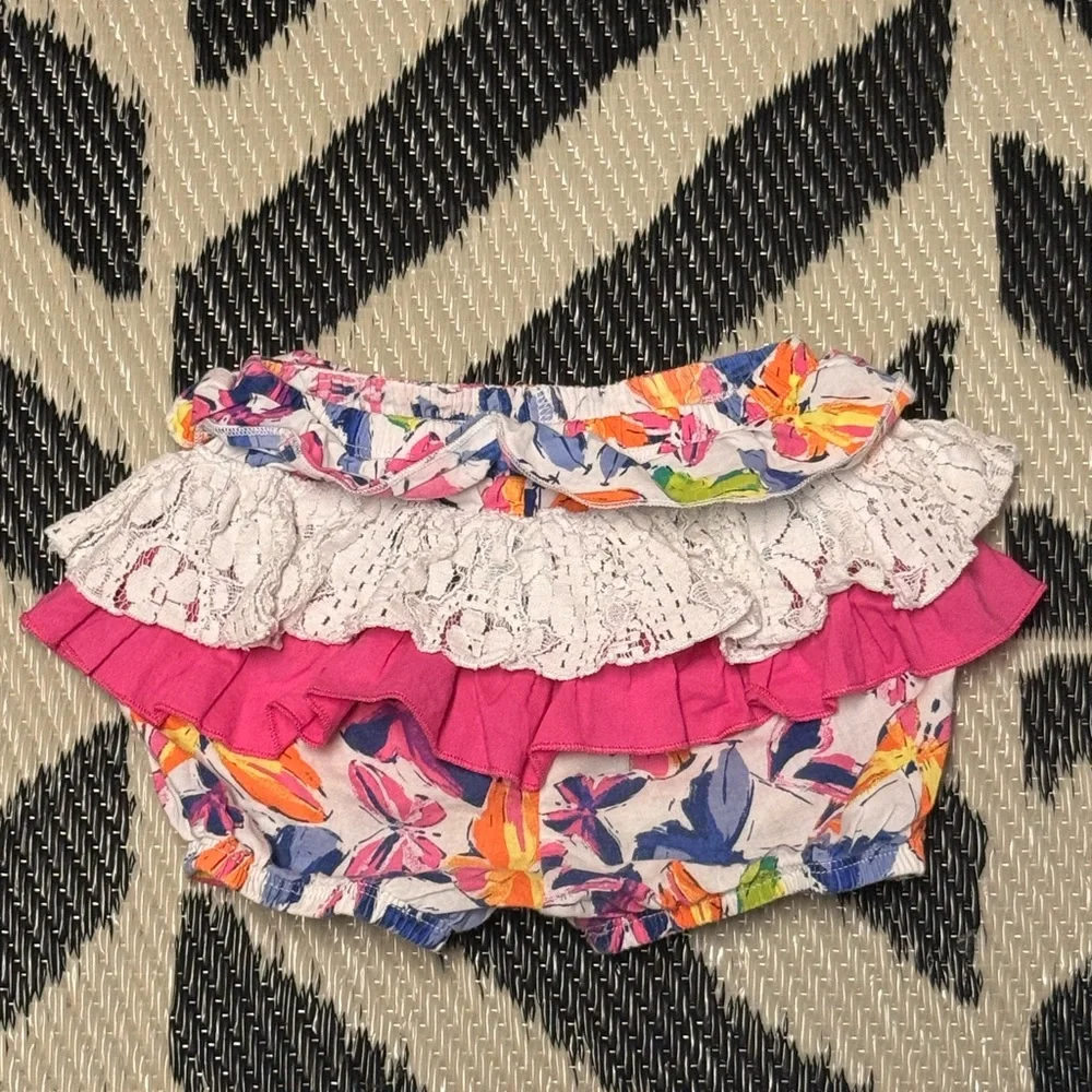 Floral and Pink Ruffle Bloomers